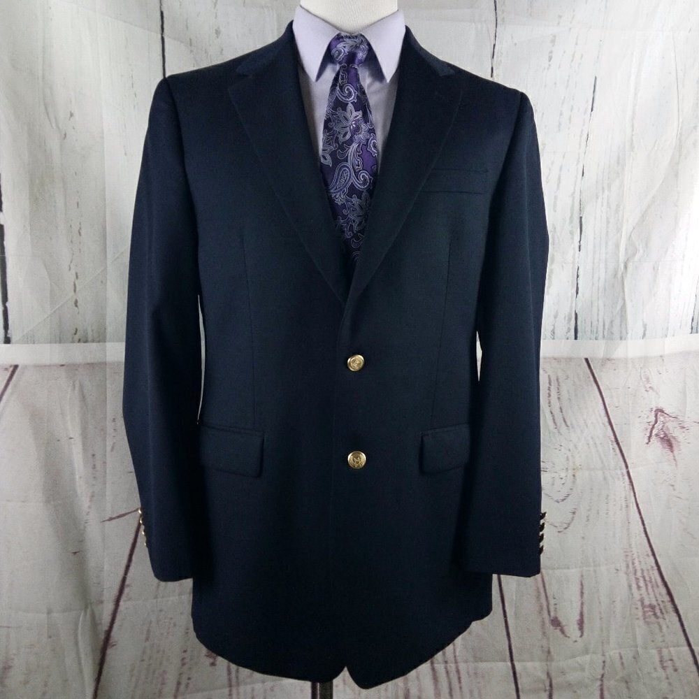 Z2 By Zante Jack Henry 43L Wool 2 Gold Buttons Blue Blazer Sport Coat